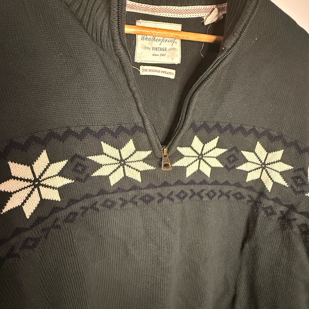 Weatherproof Vintage Nordic Sweater Medium Quarter Zip Snowflake Holiday Knit - Picture 3 of 4